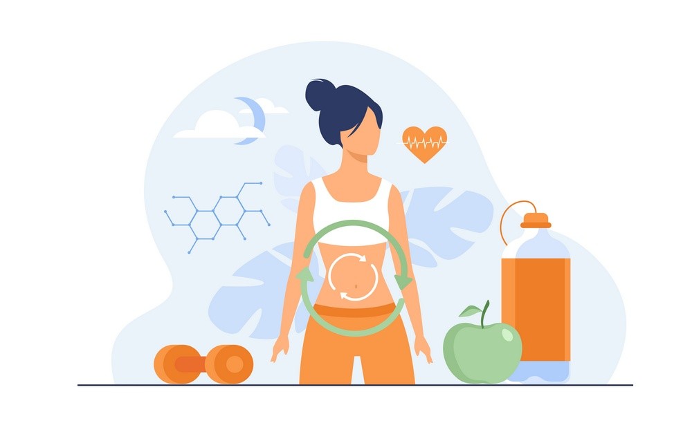 Metabolic process of woman on diet